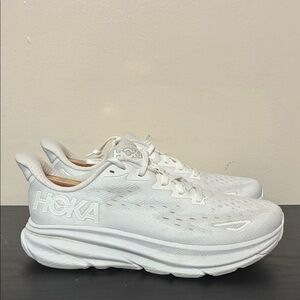 Hoka All-White Athletic Sneakers w Clifton 9